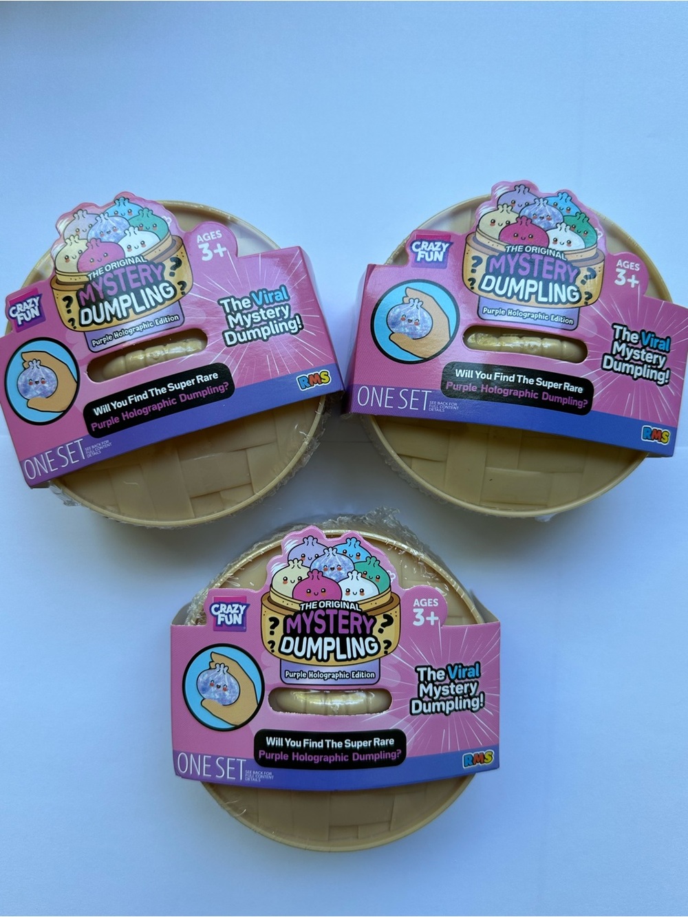3 NEW SEALED CRAZY FUN RMS Original Mystery Dumpling Purple Holographic Edition
